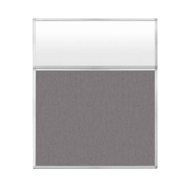 Hush Panel Configurable Cubicle Partition 5' x 6' W/ Window Slate Fabric Frosted Window